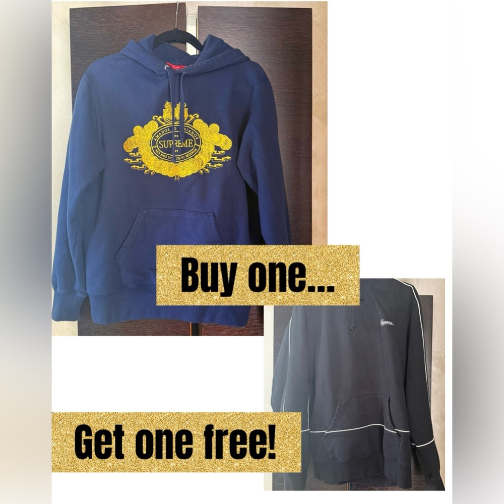 Supreme Blue Hoodie with Yellow Graphic